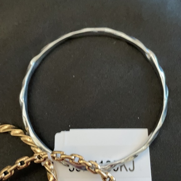 Silver & Goldtone Set/3 Textured Bangle Bracelets NWT - Picture 3 of 5